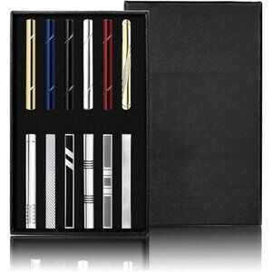 Mens Tie Clips Set 12 Pack Metal Tie Bars Regular Necktie Pin Gift Box